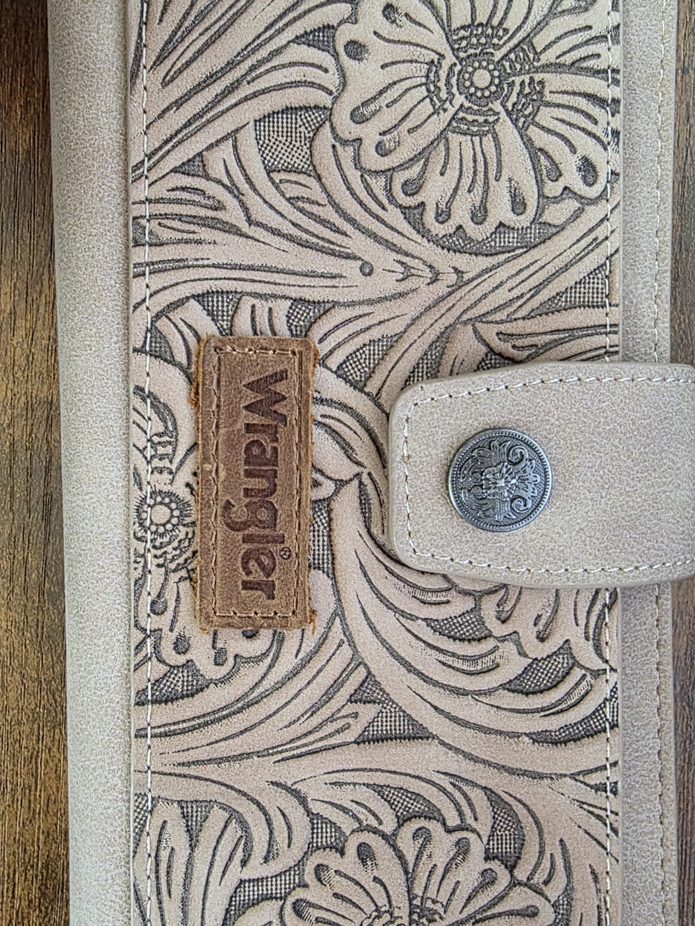 Wrangler Beige Floral Embossed Trifold Wallet